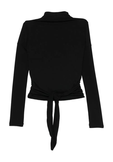 t-shirt button up wrap donna nera LOW CLASSIC | LW253TS040015